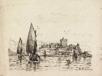 Off Bamburgh Castle (svart bläck på papper)